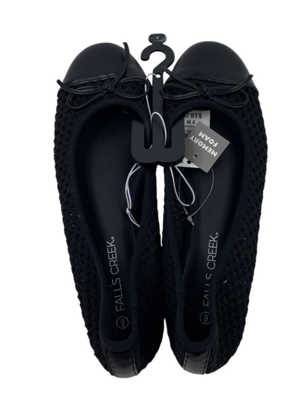 Falls Creek Brenna Womens Size 9M Black Flats w/Memory Foam
